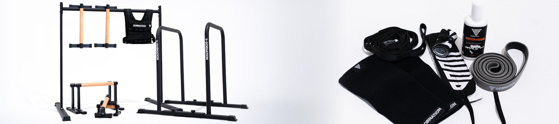 calisthenics equipment for athletes by athletes with parallettes, workout rings, wrist support, weight belt arm sleeves, tubular arms