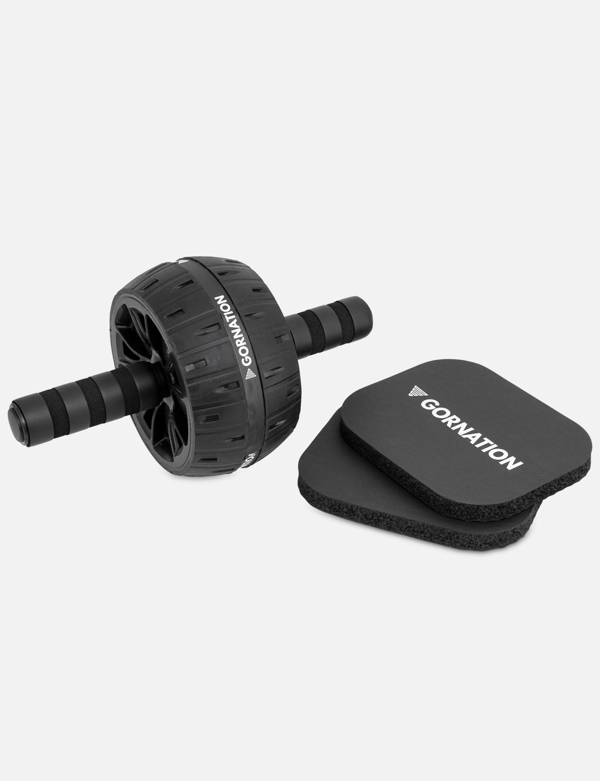 Knee-friendly abdominal muscle trainer set with two practical foam pads