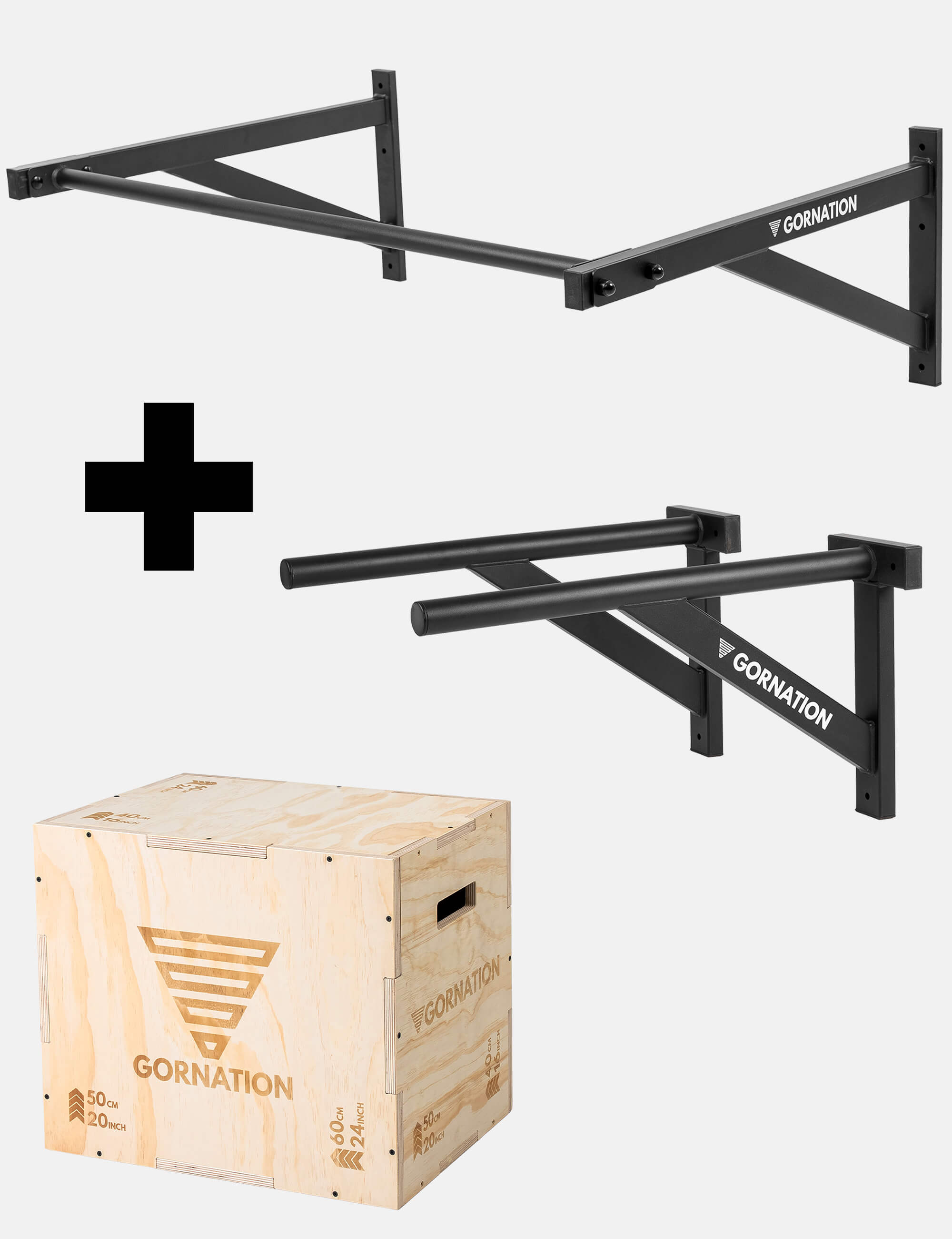 Indoor / + Barres de Dips Murale / + Plyo Box en Bois